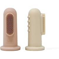 mushie Cepillo Dedo de Dientes Bebe Dental Infantil Silicona Paquete de 2 (Blush-Shifting Sand)
